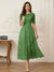 A-Line/Princess Illusion Neck Half Sleeves Tea-Length Mother of the Bride Dresses with Applique & Sash