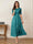 A-Line/Princess Illusion Neck Half Sleeves Tea-Length Mother of the Bride Dresses with Applique & Sash