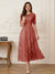 A-Line/Princess Illusion Neck Half Sleeves Tea-Length Mother of the Bride Dresses with Applique & Sash