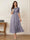 A-Line/Princess Illusion Neck Half Sleeves Tea-Length Mother of the Bride Dresses with Applique & Sash
