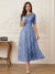 A-Line/Princess Illusion Neck Half Sleeves Tea-Length Mother of the Bride Dresses with Applique & Sash