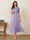 A-Line/Princess Illusion Neck Half Sleeves Tea-Length Mother of the Bride Dresses with Applique & Sash