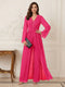 Jumpsuits V Neck Long Sleeves Floor Length Mother of the Bride Dresses with Beading