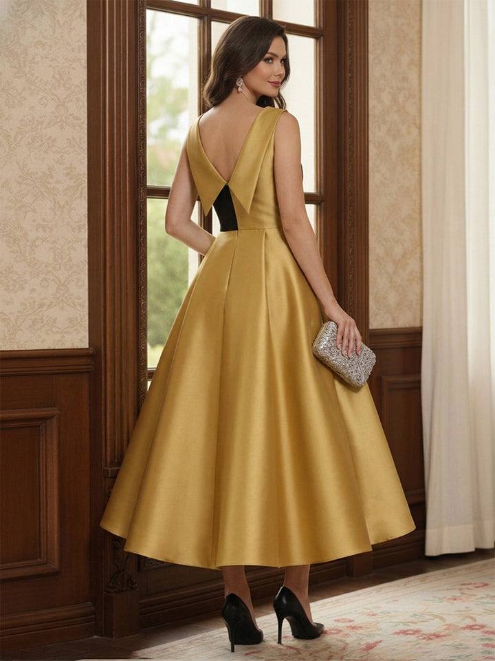 A-Line/Princess Crew Neck Sleeveless Ankle-Length Mother of the Bride Dresses with Bowknot
