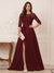 A-Line/Princess Scoop 3/4 Sleeves Floor-Length Mother of the Bride Dresses with Split Side & Applique