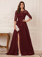 A-Line/Princess Scoop 3/4 Sleeves Floor-Length Mother of the Bride Dresses with Split Side & Applique