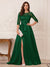 A-Line/Princess Scoop 3/4 Sleeves Floor-Length Mother of the Bride Dresses with Split Side & Applique