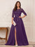 A-Line/Princess Scoop 3/4 Sleeves Floor-Length Mother of the Bride Dresses with Split Side & Applique
