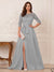 A-Line/Princess Scoop 3/4 Sleeves Floor-Length Mother of the Bride Dresses with Split Side & Applique