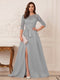 A-Line/Princess Scoop 3/4 Sleeves Floor-Length Mother of the Bride Dresses with Split Side & Applique