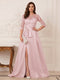 A-Line/Princess Scoop 3/4 Sleeves Floor-Length Mother of the Bride Dresses with Split Side & Applique