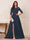 A-Line/Princess Scoop 3/4 Sleeves Floor-Length Mother of the Bride Dresses with Split Side & Applique