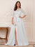A-Line/Princess Scoop 3/4 Sleeves Floor-Length Mother of the Bride Dresses with Split Side & Applique
