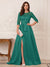 A-Line/Princess Scoop 3/4 Sleeves Floor-Length Mother of the Bride Dresses with Split Side & Applique