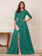 A-Line/Princess Scoop 3/4 Sleeves Floor-Length Mother of the Bride Dresses with Split Side & Applique