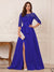 A-Line/Princess Scoop 3/4 Sleeves Floor-Length Mother of the Bride Dresses with Split Side & Applique