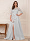 A-Line/Princess Scoop 3/4 Sleeves Floor-Length Mother of the Bride Dresses with Split Side & Applique