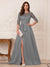 A-Line/Princess Scoop 3/4 Sleeves Floor-Length Mother of the Bride Dresses with Split Side & Applique