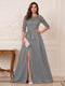A-Line/Princess Scoop 3/4 Sleeves Floor-Length Mother of the Bride Dresses with Split Side & Applique