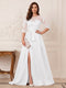 A-Line/Princess Scoop 3/4 Sleeves Floor-Length Mother of the Bride Dresses with Split Side & Applique