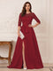 A-Line/Princess Scoop 3/4 Sleeves Floor-Length Mother of the Bride Dresses with Split Side & Applique