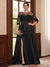 A-Line/Princess Scoop 3/4 Sleeves Floor-Length Plus Size Mother of the Bride Dresses with Split Side & Applique