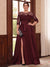 A-Line/Princess Scoop 3/4 Sleeves Floor-Length Plus Size Mother of the Bride Dresses with Split Side & Applique