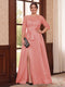 A-Line/Princess Scoop 3/4 Sleeves Floor-Length Plus Size Mother of the Bride Dresses with Split Side & Applique