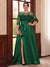 A-Line/Princess Scoop 3/4 Sleeves Floor-Length Plus Size Mother of the Bride Dresses with Split Side & Applique