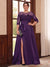 A-Line/Princess Scoop 3/4 Sleeves Floor-Length Plus Size Mother of the Bride Dresses with Split Side & Applique
