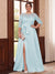 A-Line/Princess Scoop 3/4 Sleeves Floor-Length Plus Size Mother of the Bride Dresses with Split Side & Applique