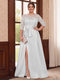 A-Line/Princess Scoop 3/4 Sleeves Floor-Length Plus Size Mother of the Bride Dresses with Split Side & Applique