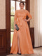 A-Line/Princess Scoop 3/4 Sleeves Floor-Length Plus Size Mother of the Bride Dresses with Split Side & Applique