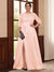 A-Line/Princess Scoop 3/4 Sleeves Floor-Length Plus Size Mother of the Bride Dresses with Split Side & Applique