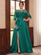 A-Line/Princess Scoop 3/4 Sleeves Floor-Length Plus Size Mother of the Bride Dresses with Split Side & Applique