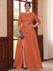 A-Line/Princess Scoop 3/4 Sleeves Floor-Length Plus Size Mother of the Bride Dresses with Split Side & Applique