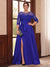 A-Line/Princess Scoop 3/4 Sleeves Floor-Length Plus Size Mother of the Bride Dresses with Split Side & Applique