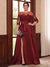 A-Line/Princess Scoop 3/4 Sleeves Floor-Length Plus Size Mother of the Bride Dresses with Split Side & Applique