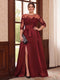 A-Line/Princess Scoop 3/4 Sleeves Floor-Length Plus Size Mother of the Bride Dresses with Split Side & Applique