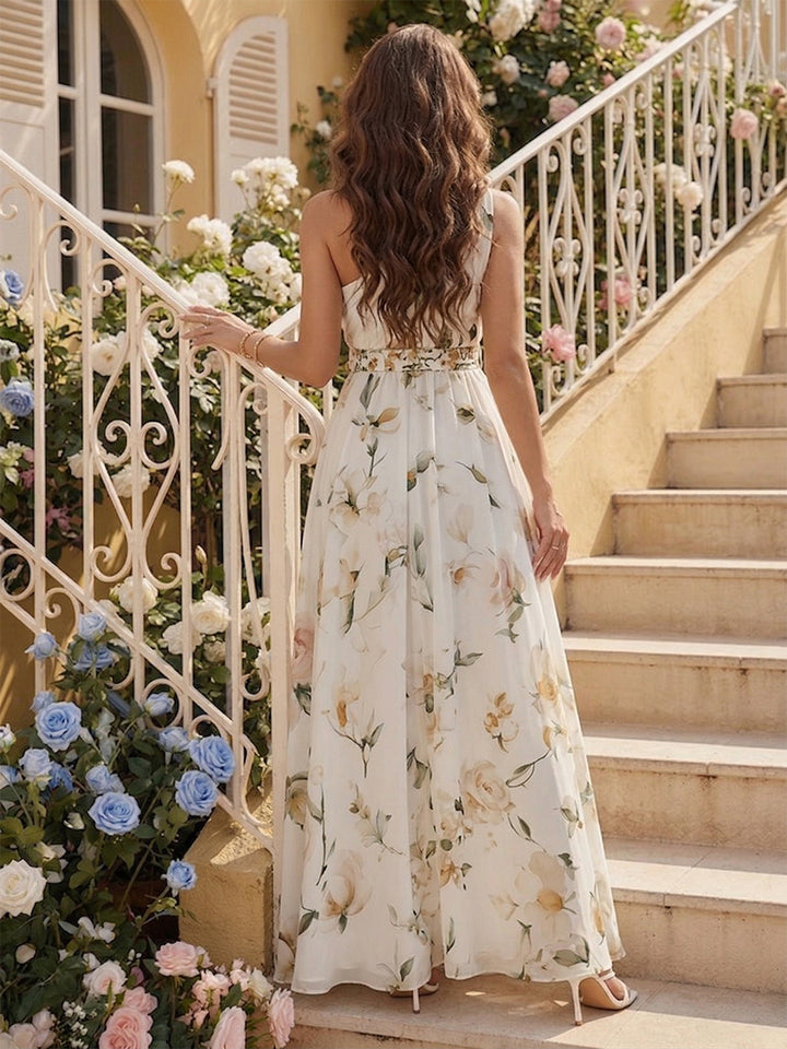 A-Line/Princess One Shoulder Sleeveless Floor-Length Bridesmaid Dresses with Ruched &amp; Split Side