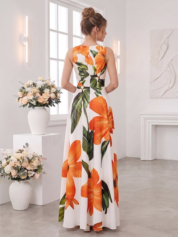 A-Line/Princess V Neck Sleeveless Floor-Length Bridesmaid Dresses with Ruched &amp; Pockets