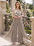 Jumpsuits Scoop 3/4 Sleeves Floor Length Mother of the Bride Dresses with Applique & Lace