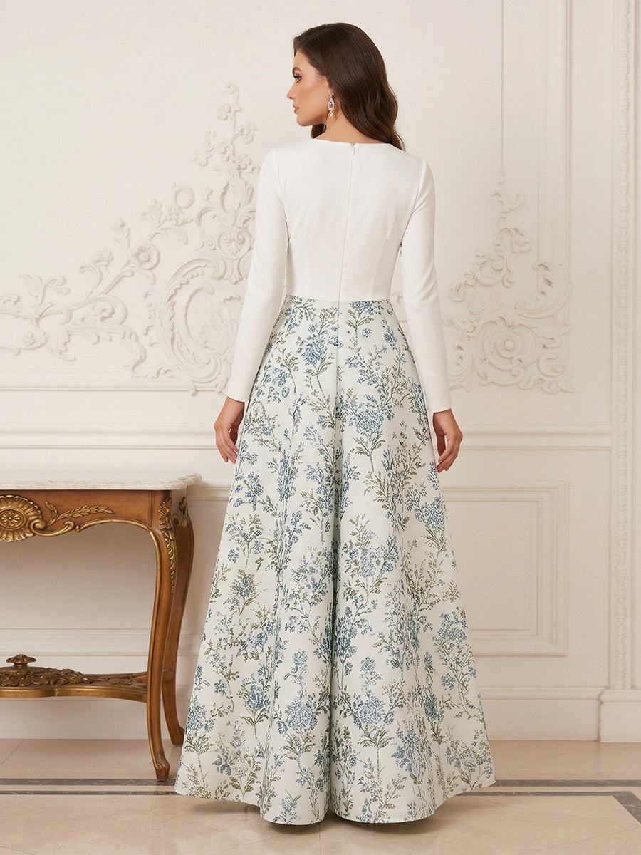 A-Line/Princess V-Neck 3/4 Sleeves Ankle-Length Mother of the Bride Dresses with Bowknot &amp; Ruched
