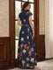 A-Line/Princess Short Sleeves V Neck Floor-Length Mother of the Bride Dresses with Pocket & Split Side