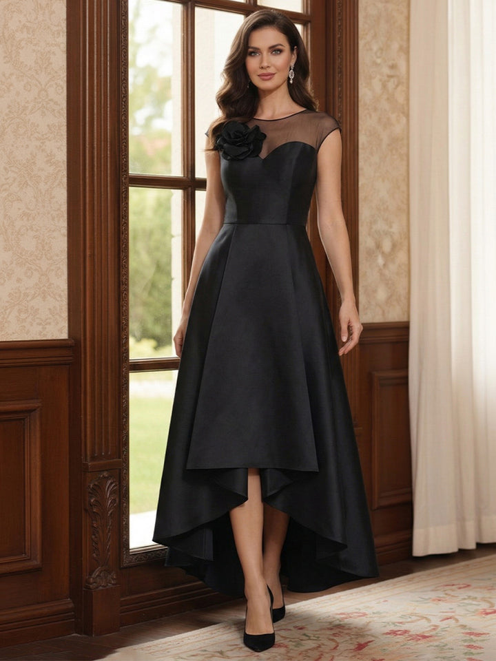 A-Line/Princess Asymmetrical Sleeveless Scoop Mother of the Bride Dresses with 3D Floral