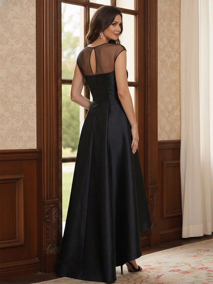 A-Line/Princess Asymmetrical Sleeveless Scoop Mother of the Bride Dresses with 3D Floral