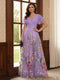 A-Line/Princess V-Neck Short Sleeves Floor-Length Mother of the Bride Dresses with Appliques