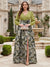 A-Line/Princess V-Neck Long-Sleeves Floor Length Plus Size Mother of the Bride Dresses with Split Side & 3D Floral