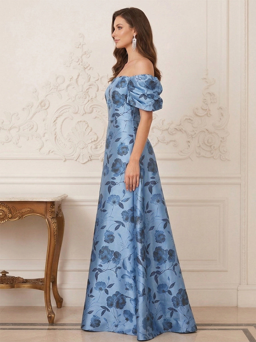 A-Line/Princess Off-The-Shoulder Sweep Train Mother of the Bride Dresses with Flower