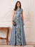 Sheath/Column Short Sleeves V Neck Floor Length Mother of the Bride Dresses with Embroidery & 3D Floral